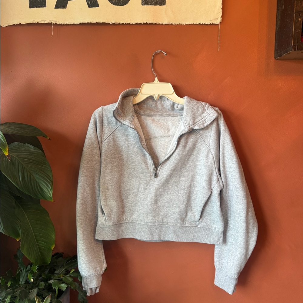 Target Light Gray Quarter-Zip Crop Sweater